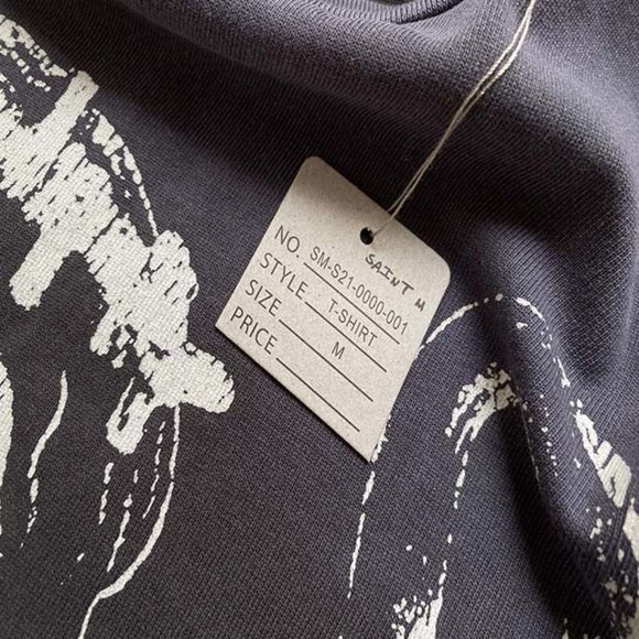 Saint Michael Puppet Image Print Short Sleeve Black - Picture 2 of 11